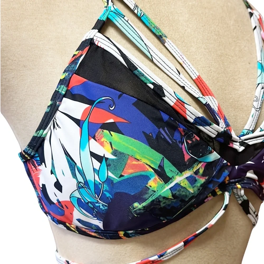 Express Bikini Swimsuit Swim Floral Mesh S Small M Medium New